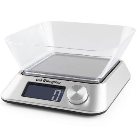 Orbegozo PC 1030 Báscula de Cocina Electrónica, 5kg, Precisión 1g, Función Tara, Bol 1.5L, Pantalla LCD, Unidades Múltiples, Plata