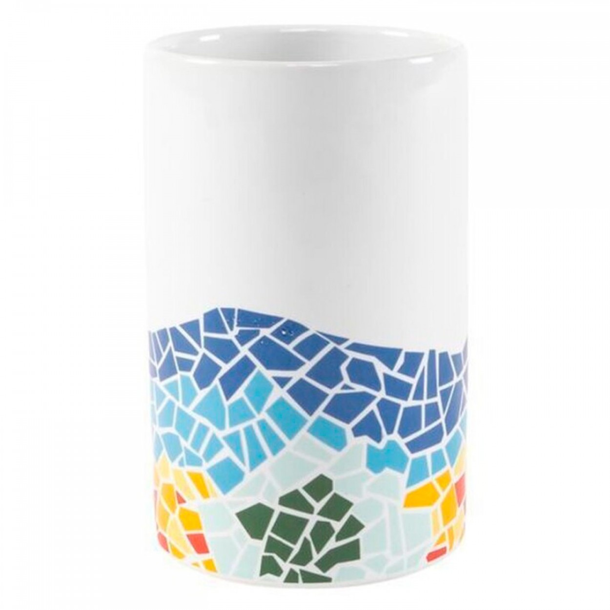 VASO PORTACEPILLOS CERÁMICA TRENCADIS 7X7X11CM