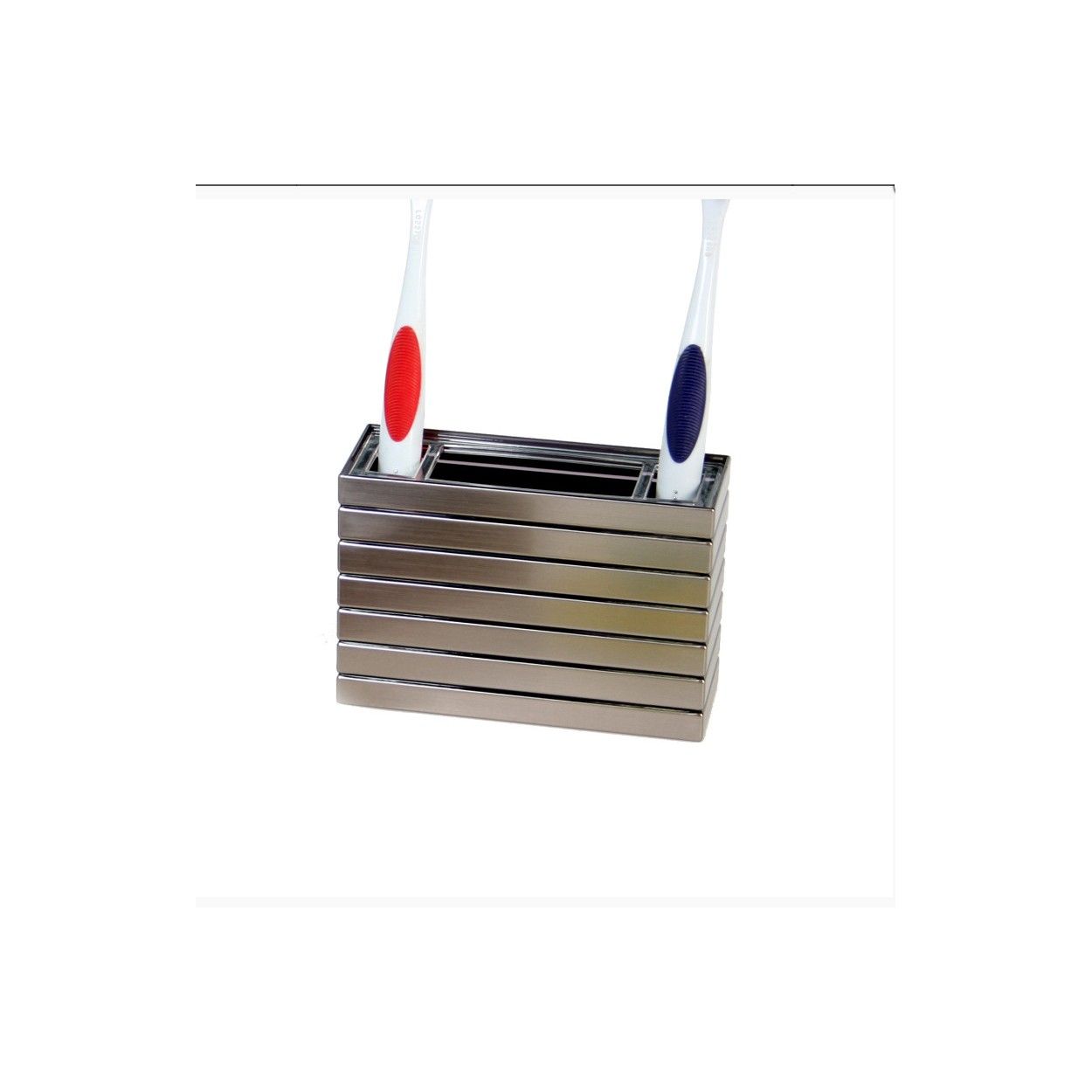 Vaso Portacepillos para Baño, color Plateado. Diseño Moderno, con estilo Elegante - Hogar y Más