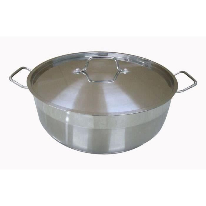 Baumalu Olla de Cocción Lenta 36 cm de Acero Inoxidable, con Tapa, ideal para Guisos y Estofados, compatible con Inducción y todo tipo de Cocinas