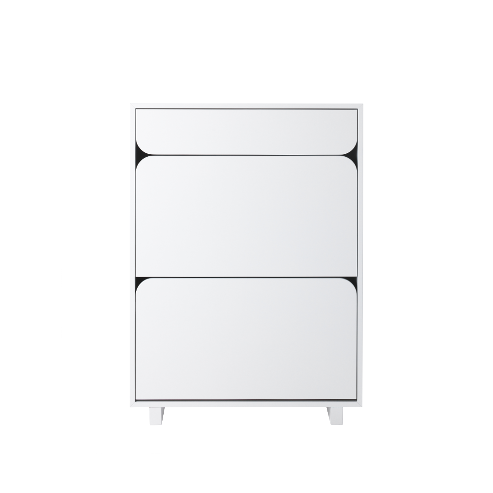 Zapatero Vidja Lacado blanco, 2 compartimentos+1 låda