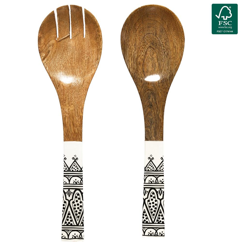 Home Deco Factory Juego de 2 Cubiertos de Servir Madera Colección Mirage