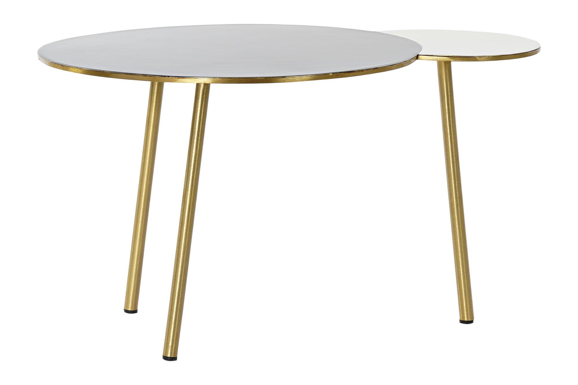 DKD Home Decor Mesita Auxiliar Scandi Dorado Negro Aluminio 50 x 37 x 67 cm Desmontable