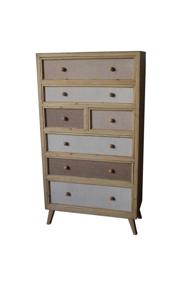 DKD Home Decor Cajonera Tradicional de Abeto y Lino 35 x 138 x 75 cm