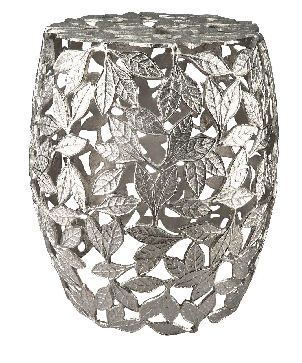 DKD Home Decor Mesita Auxiliar Plateada de Aluminio con Diseño de Hojas 40 x 45 x 40 cm