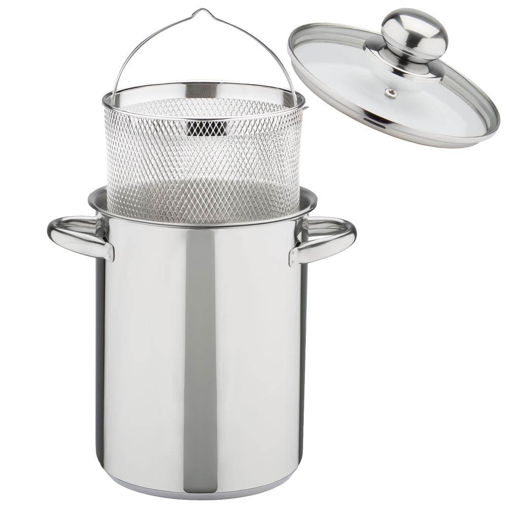 GSW Olla Espárrago Acero Inoxidable 18/8 con Cesta Escurridora para Inducción y Todo Tipo de Cocinas, 16 cm, 4.2 L, Apta Lavavajillas