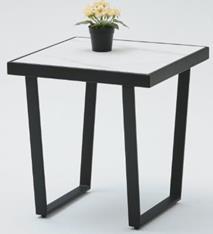 DKD Home Decor Mesita Auxiliar Urban 50x50x50 cm Metal y Cerámica Blanco/Negro Desmontable