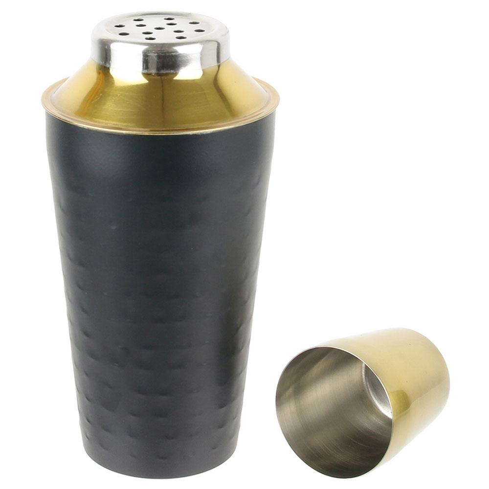 Totally Addict Coctelera Martilleada 500 ml - Acero Inoxidable, Interior Dorado, Exterior Negro Mate, Colección Make A Wish