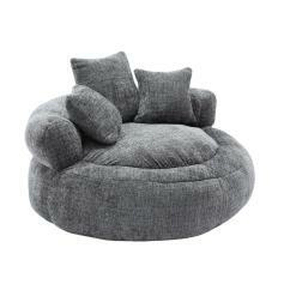 DKD Home Decor Sillon de Diseño Nórdico Scandi Poliester Gris Oscuro, 94 cm Ancho, 94 cm Largo, 50 cm Alto, 12 kg