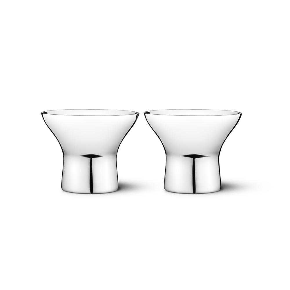 Georg Jensen Juego de 2 Hueveras Esculturales de Acero Inoxidable Colección Alfredo H.5 cm D.6,2 cm