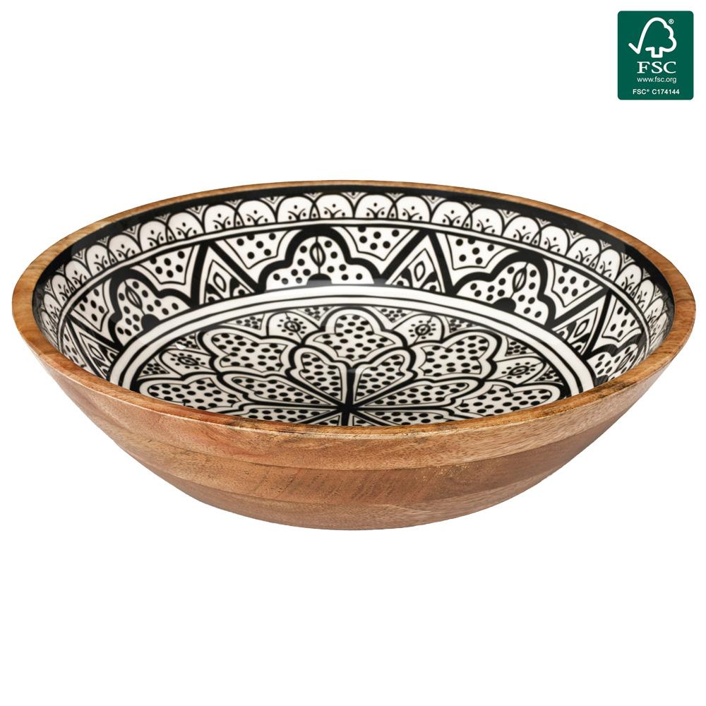 Home Deco Factory Ensaladera Dune Negro Colección Mirage Madera de Mango Diámetro 33 cm