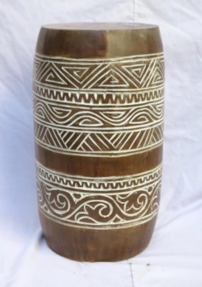 DKD Home Decor Mesita Auxiliar Balines de Madera Albasia, Colores Natural y Blanco, 29 cm Ancho x 29 cm Largo x 50 cm Alto