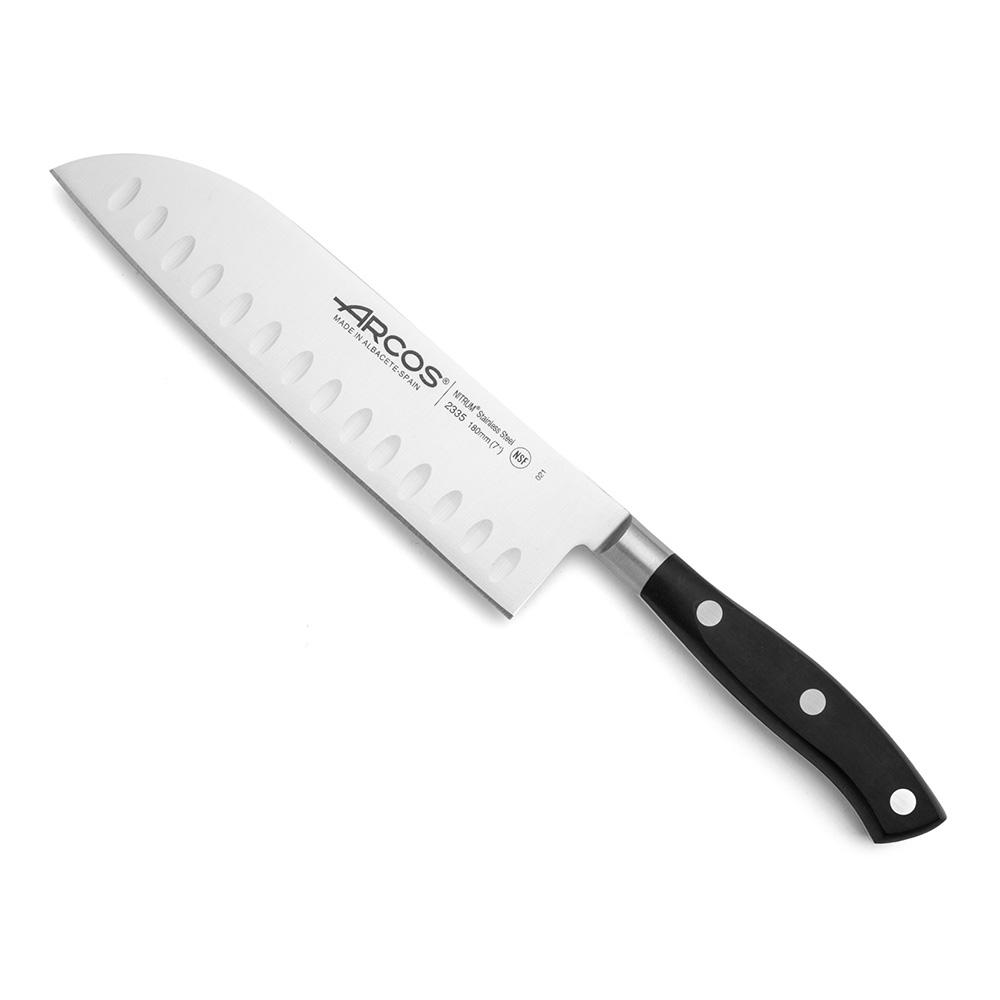 Arcos Cuchillo Santoku con Alveolos Serie Riviera 180 mm Acero Inoxidable Nitrum Mango Polioximetileno Antibacteriano