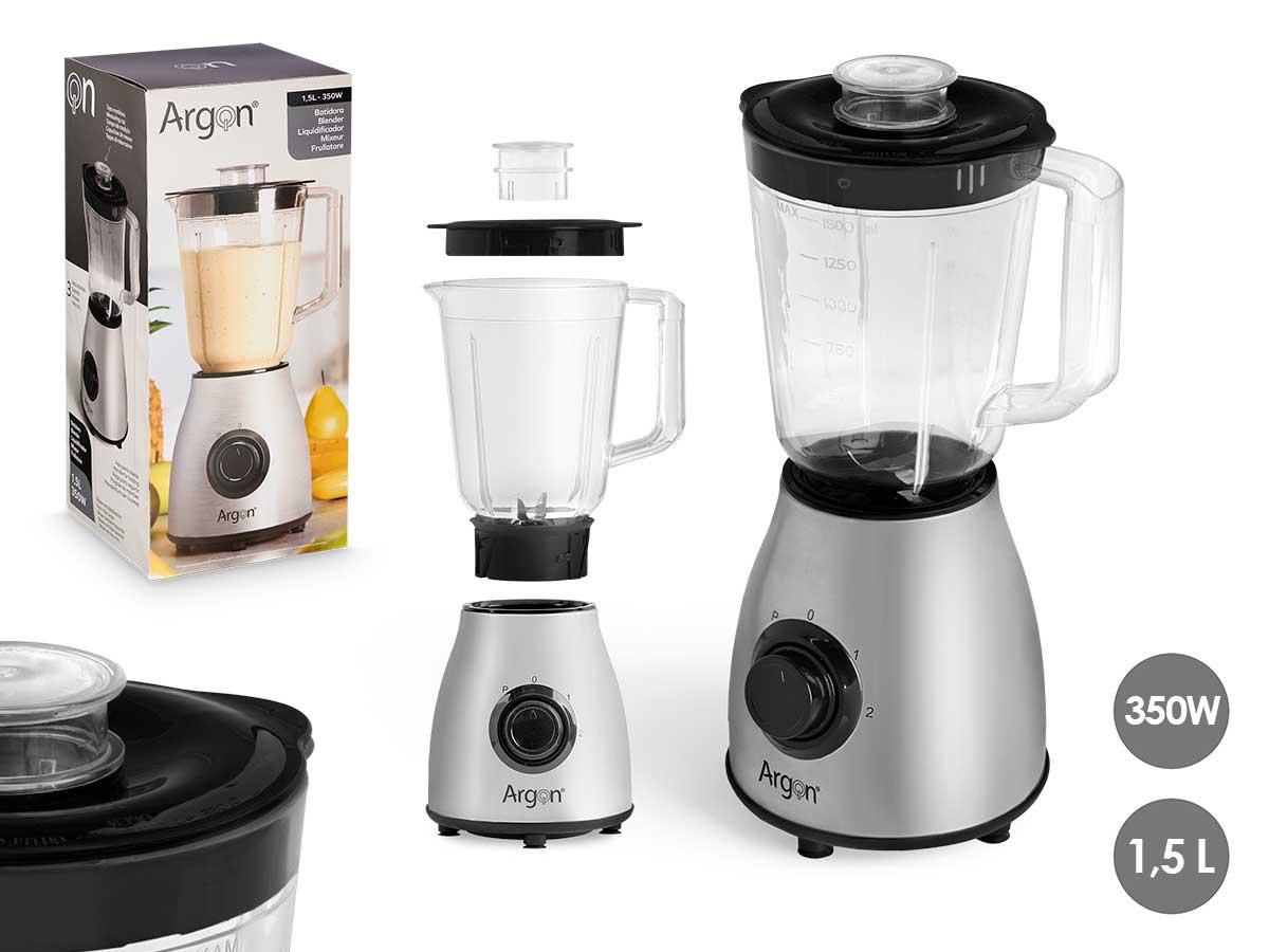 Argon Batidora de Vaso de Acero Inoxidable 350W 1.5L, uso doméstico, 20x39x17 cm (6 Unidades)