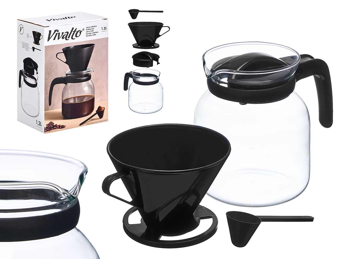 Vivalto Jarra Cafetera Filtro Negra 1,2L, 18x23x12 cm (12 Unidades)