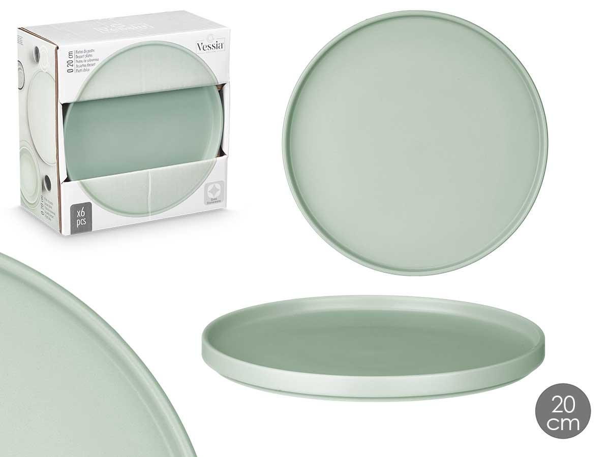 Vessia Plato Postre 20 cm Liso Verde (24 Unidades)