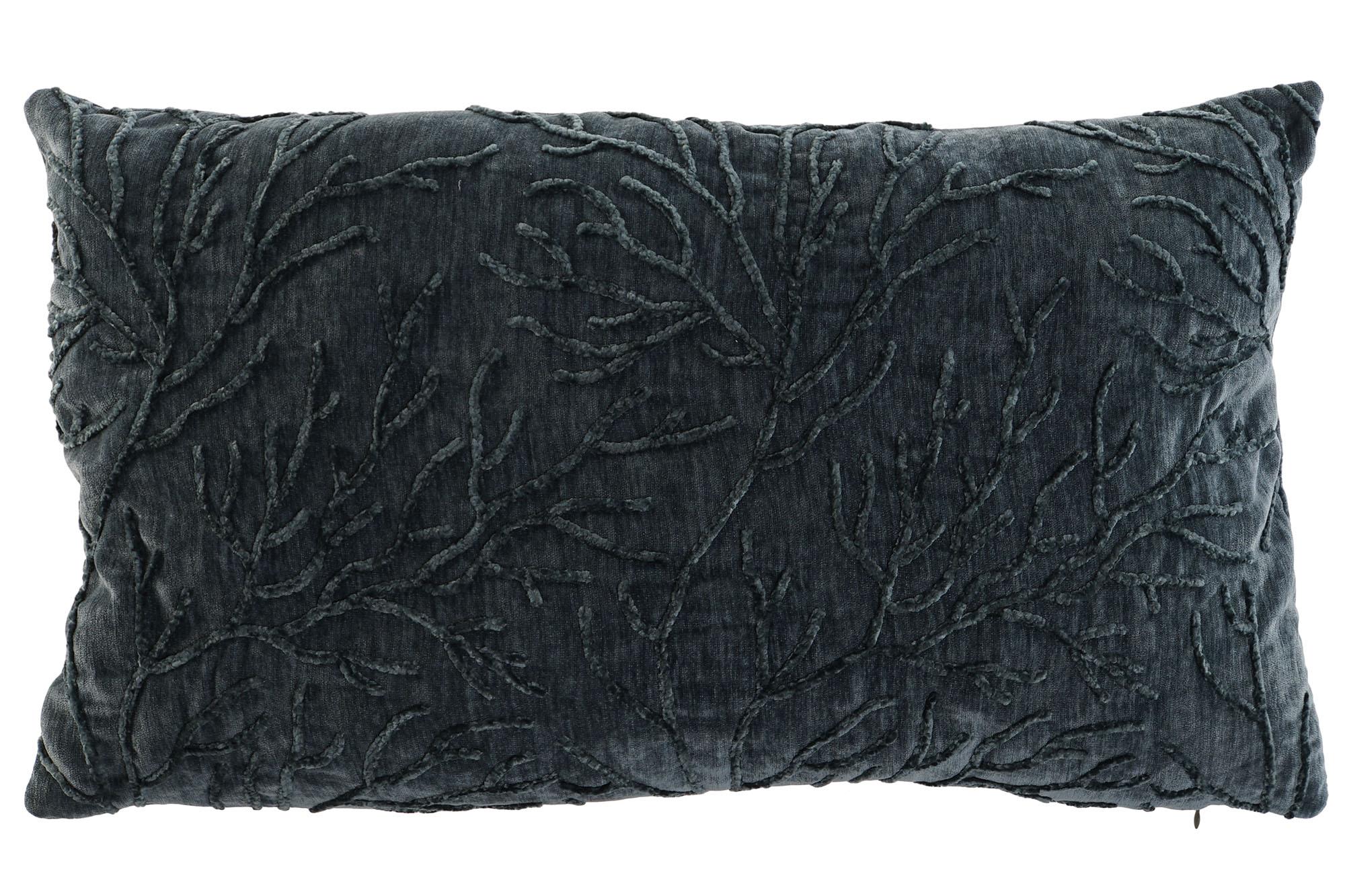 DKD Home Decor Cojín Decorativo Mediterráneo Azul Marino Colección Sealine Chenilla Poliéster Bordado Cremallera 60 x 10 x 35 cm