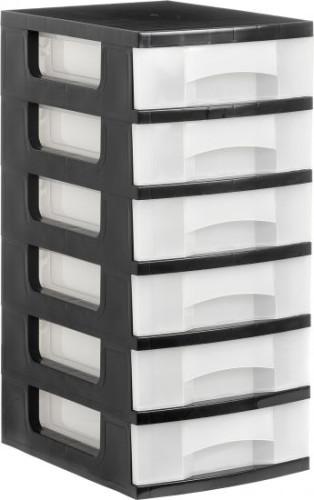 Archivo 2000 1106 CS TL Torre de Almacenaje 6 Cajones de 6 Litros Negro/Translúcido 390x290x635 mm