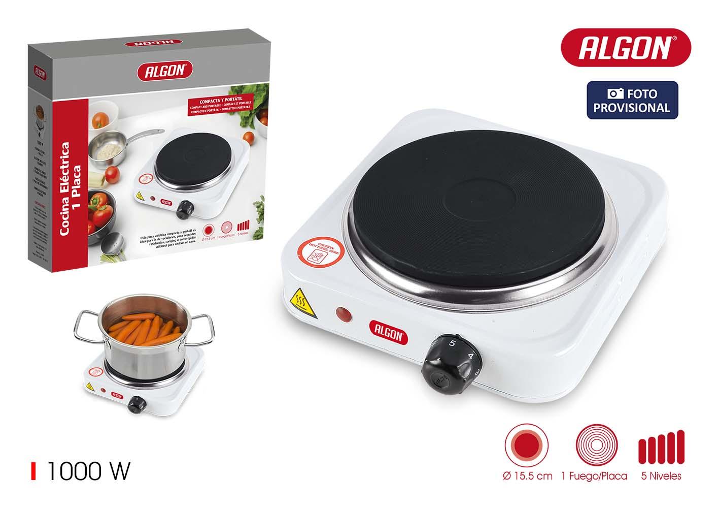 Inde Cocina Eléctrica 1 Placa 1000W 20.5x20.5x7 cm (4 Unidades)