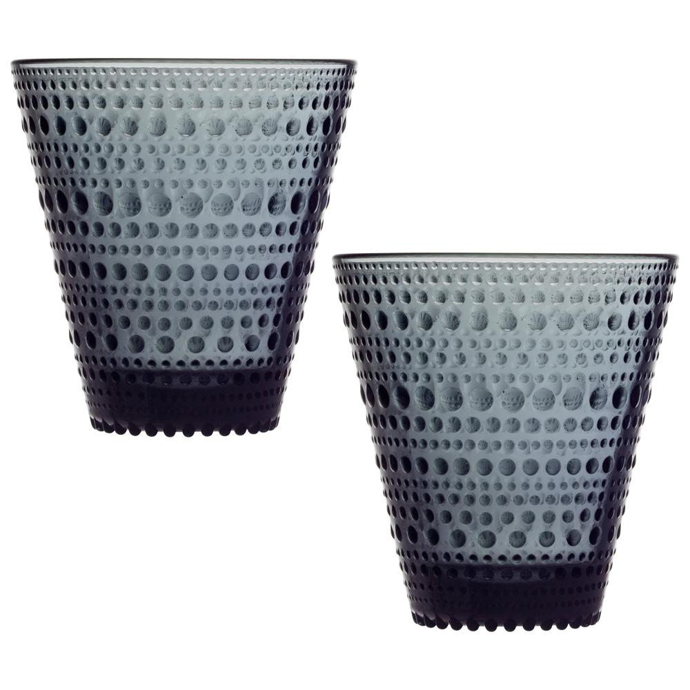 Iittala Kastehelmi Set 2 Vasos 300 ml Dark Grey, 6 Unidades, Apto para Lavavajillas, Diseño Oiva Toikka