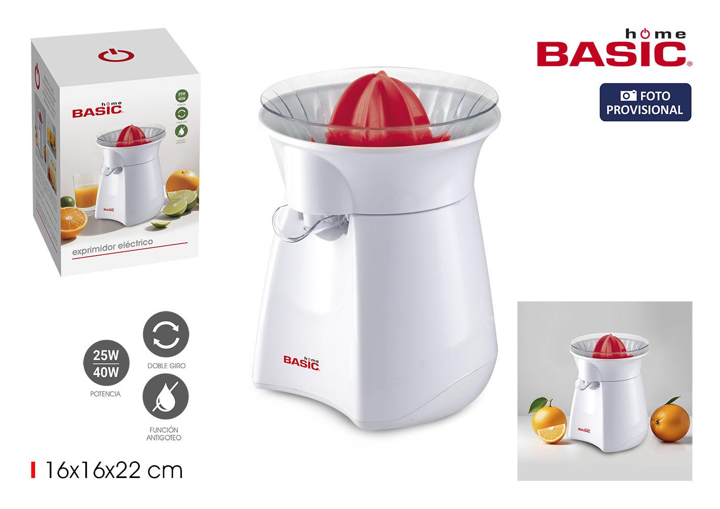 Inde Exprimidor Eléctrico Antigoteo Basic Home, 25-40W, 15.5 cm Ancho x 22 cm Alto x 15.5 cm Largo (6 Unidades)